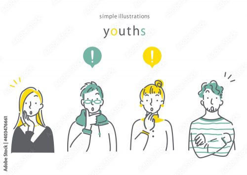 男女４人セット ひらめく シンプルでお洒落な線画イラスト Forex