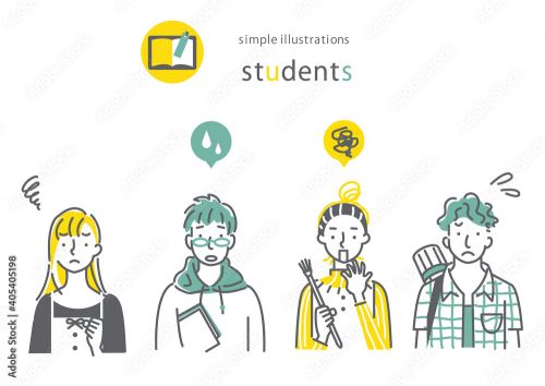 いろいろな学部の大学生のおしゃれでシンプルな線画イラストセット Plexiglas