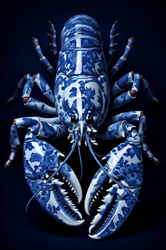 A lobster in Delft Blue style © OTTI Originals