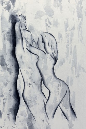 Abstract erotisch schilderij van man en vrouw © Natalie Bruns