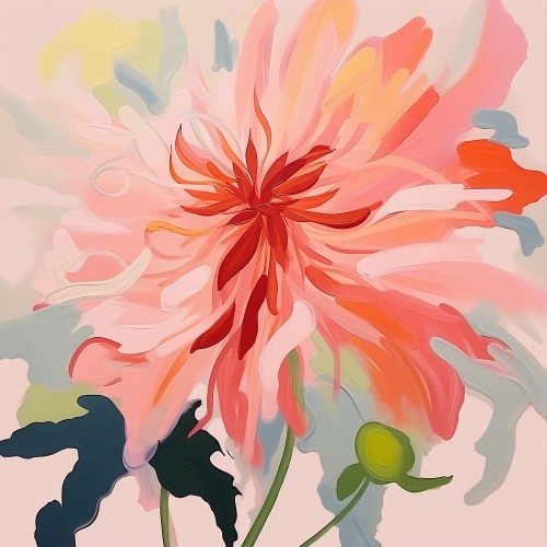 Abstract painted dahlia flower limited color © Color Square