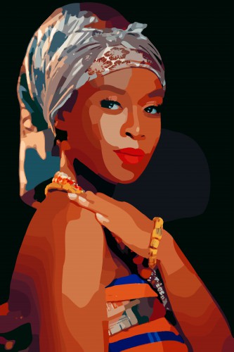 Afrikaanse Vrouw Poseert Met Hoofddoek © The Art Kroep