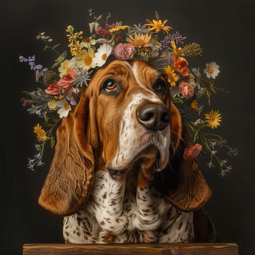 Basset met bloemen © Marlon Paul Bruin