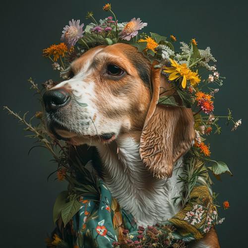 Beagle met bloemen © Marlon Paul Bruin