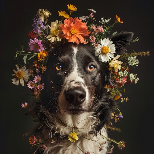 Border collies met bloemen © Marlon Paul Bruin