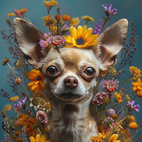 Chihuahua met bloemen © Marlon Paul Bruin