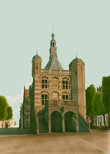 Deventer - De Waag © Vintage Stadsposters