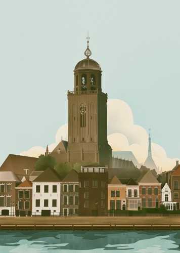 Deventer - Lebuïnuskerk © Vintage Stadsposters
