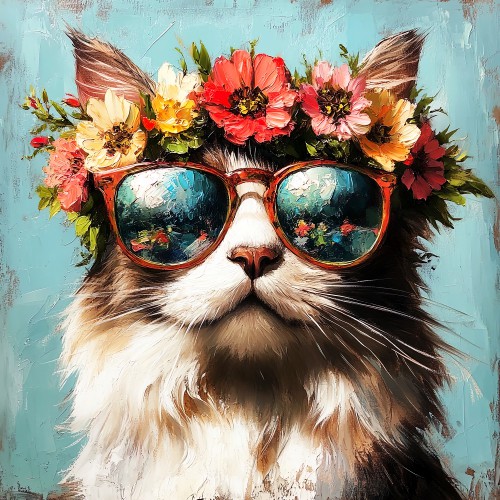 Flower power cat © Lauri Creates