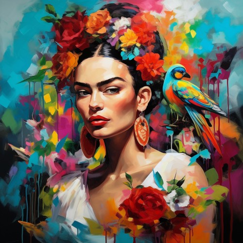 Pop of colour flowers and bird © Bianca ter Riet