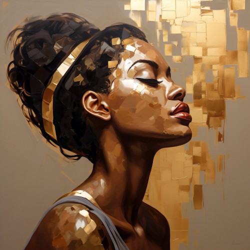 Golden grace portrait of serene strength © Lauri Creates