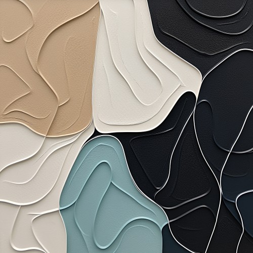 Golvende Harmonieën Minimalistische Abstracties in Beige en Teal © Color Square