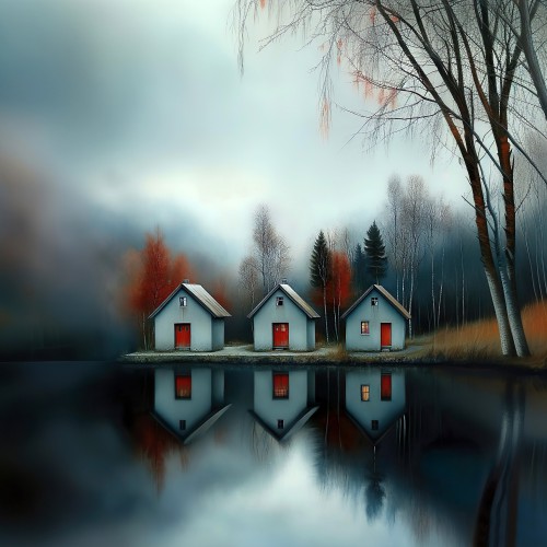 Huisjes aan het meer © Lauri Creates