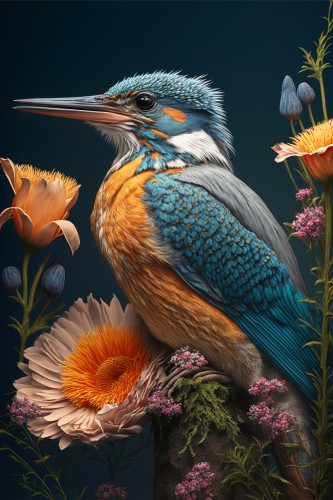 IJsvogel met bloemen © Kim West