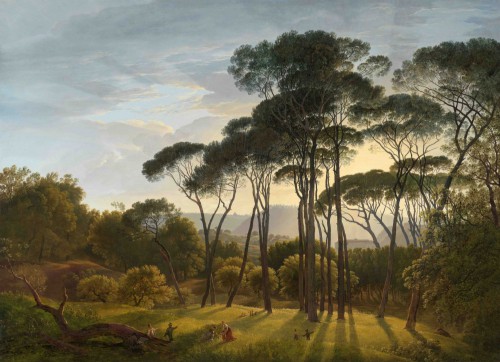 Italiaans landschap met parasoldennen, Hendrik Voogd, 1807