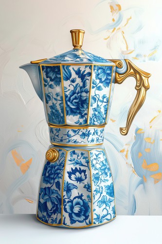 Italiaanse percolator in delfts blauw © OTTI Originals