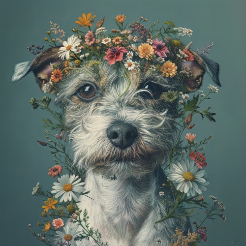 Jack Russell met bloemen © Marlon Paul Bruin