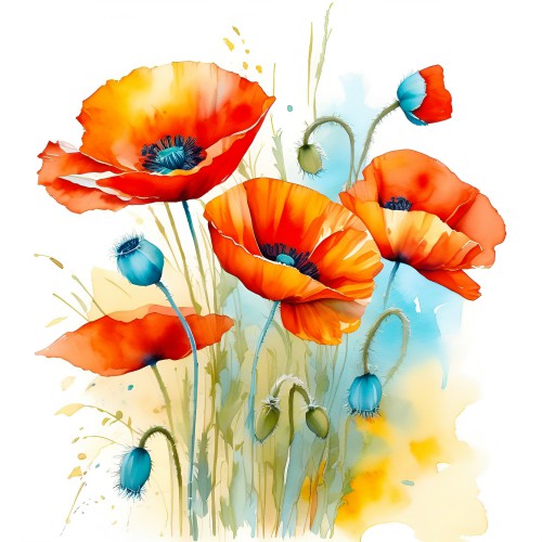 Klaprozen in Aquarel © Ellenilli