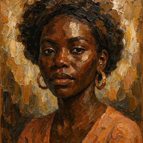 Krachtig Afrikaans vrouwenportret in warme aardetinten © Natalie Bruns