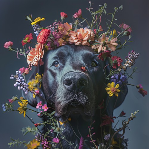 Labrador met bloemen © Marlon Paul Bruin