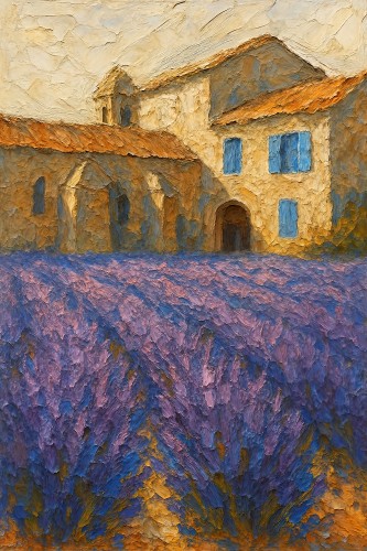 Lavendel in bloei bij oud klooster in Frankrijk © Natalie Bruns