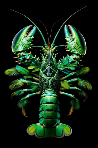 Lobster jungle green feathers © OTTI Originals