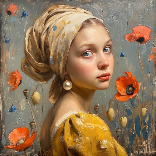 Meisje met parel en bloemen © Marlon Paul Bruin