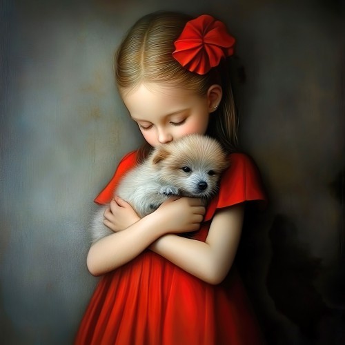 Meisje met puppy © Lauri Creates