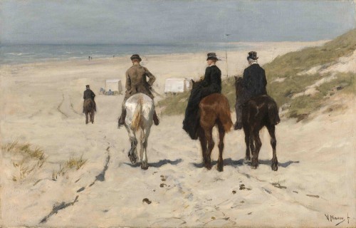 Morgenrit langs het strand, Anton Mauve, 1876