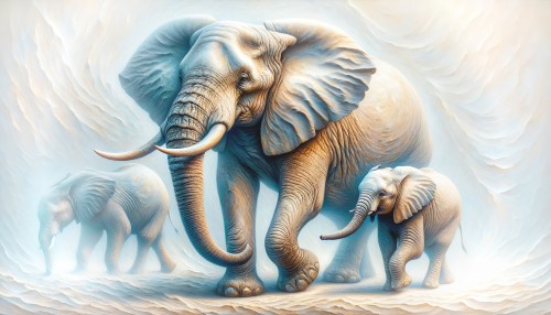 Olifant moeder met twee baby olifantjes © Ellenilli