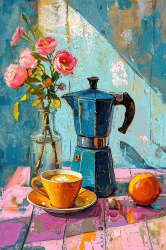 Painting of an espresso coffee pot