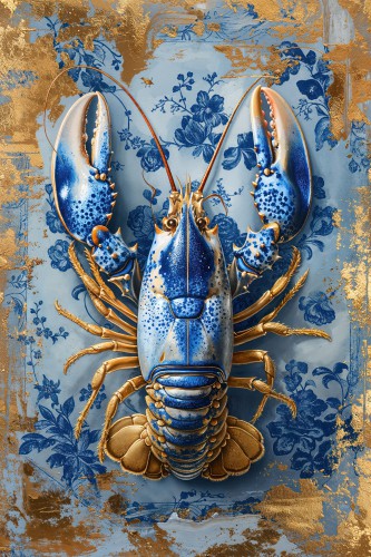 Painting Royal Delft Blue lobster © OTTI Originals