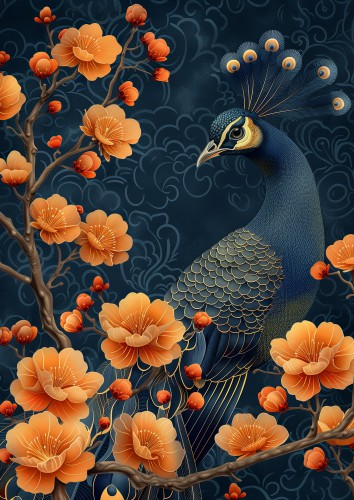 Pauw met bloemen © Marlon Paul Bruin