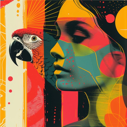 Popart woman with parrot2 © Marlon Paul Bruin