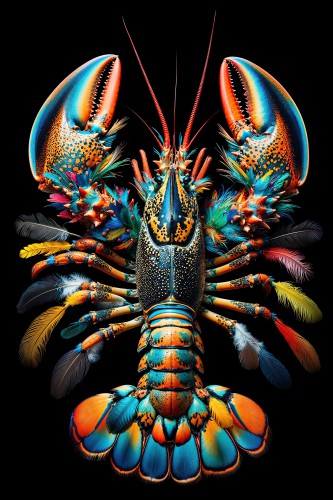 Rainbow lobster feathers © OTTI Originals