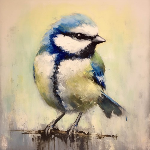 Realistische Sereniteit De Vogel in Blauw en Geel © Color Square