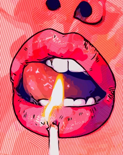 Sexy mond van een vrouw met vuur © The Art Kroep