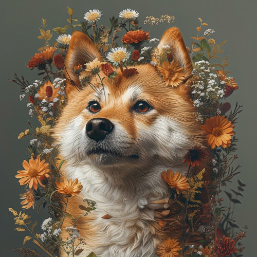 Shiba Inus met bloemen © Marlon Paul Bruin