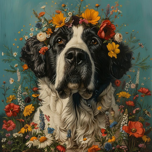 St. Bernard met bloemen © Marlon Paul Bruin