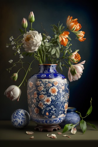Stilleven in een vaas met bloemen © Kim West