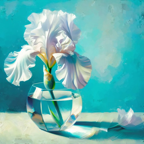 Stilleven Iris in Wit en Turquoise © Ellenilli