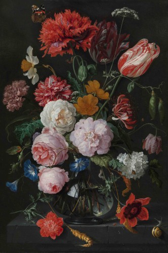 Stilleven met bloemen in een glazen vaas, Jan Davidsz. de Heem, 1650 - 1683