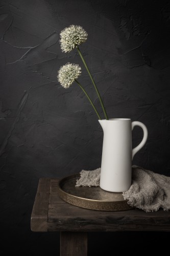 Stilleven met witte aliumbollen © Mayra Pama