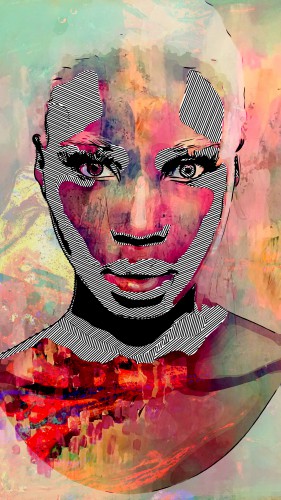 Vrouwen gezicht in pastelkleuren en grafische zwart-wit lijnen © The Art Kroep