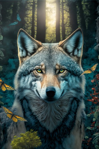 Wolf in het bos © Kim West