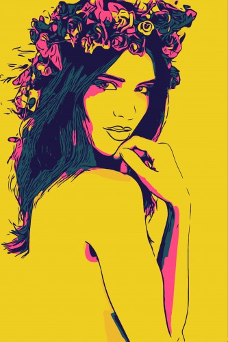 Yellow Summer Vibes Bohemian Woman With Floral Wreath