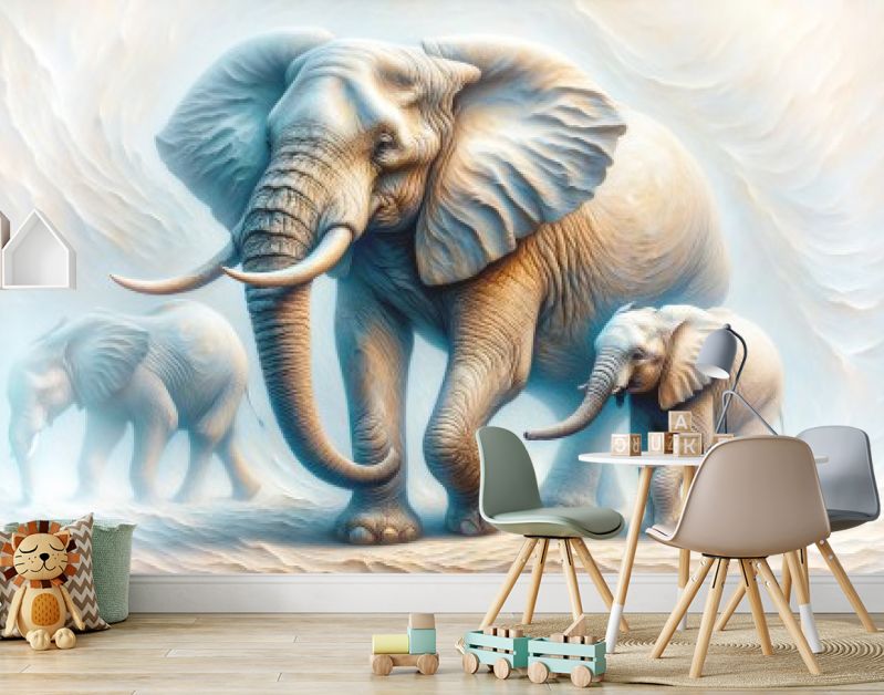 Olifant moeder met twee baby olifantjes