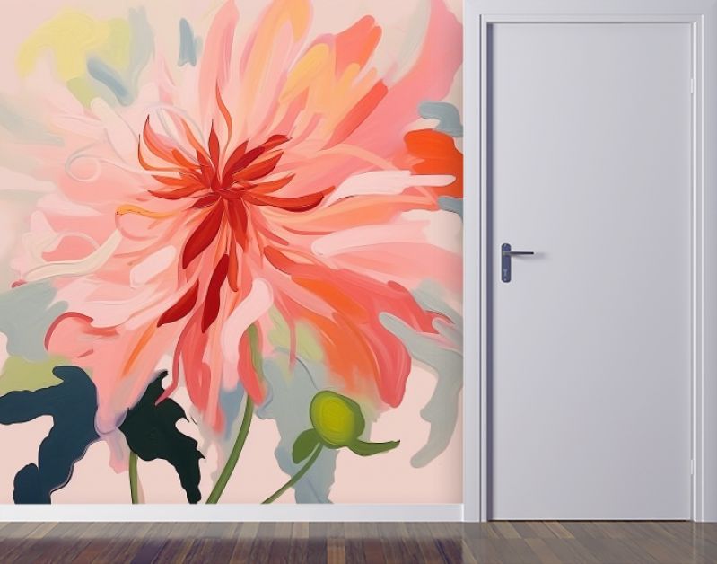 Abstract painted dahlia flower limited color