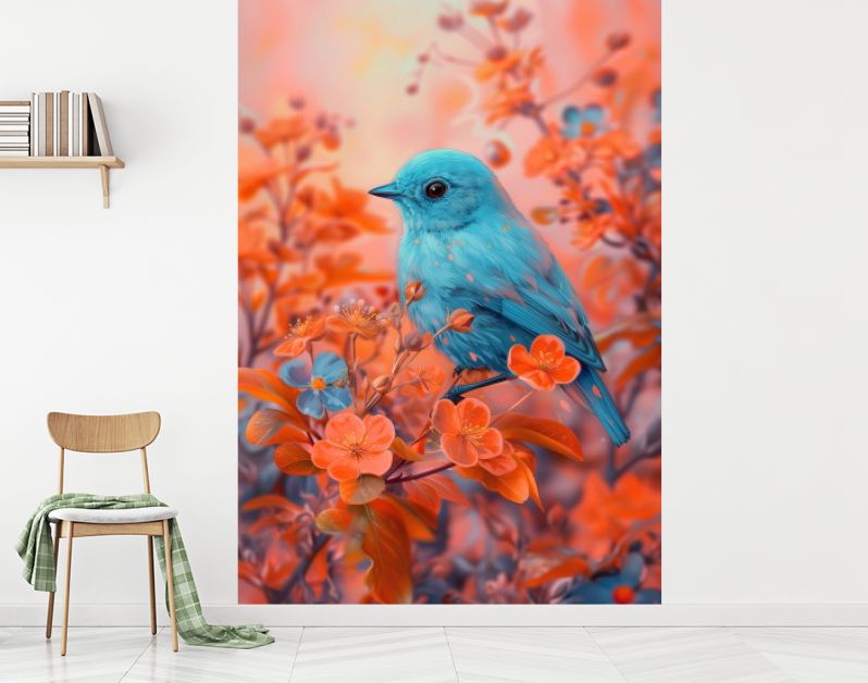 Blue bird & orange cherryblossom