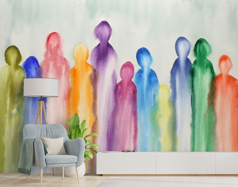 Een groep kleurrijke abstracte figuren